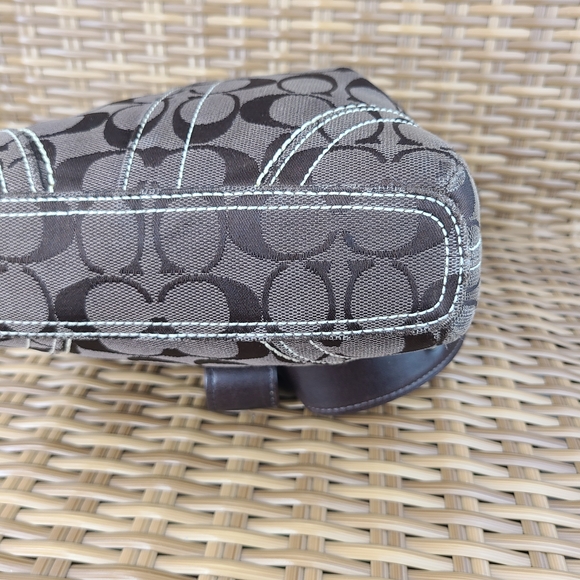 Coach 10402 Signature Jacquard Canvas Leather Brown Crossbody Shoulder Bag - Picture 12 of 16